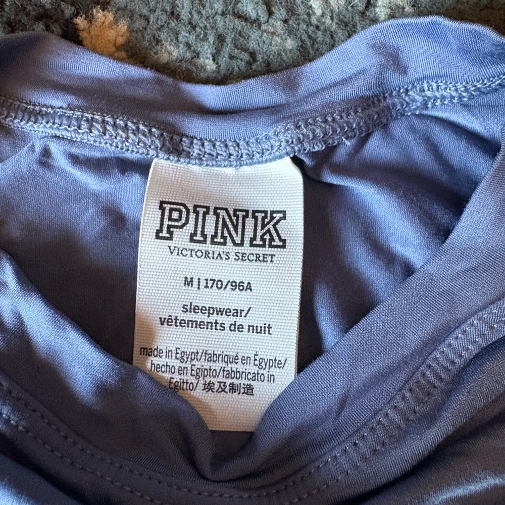 PINK Victoria's Secret Blue Pajama Set Soft Cotton Blend